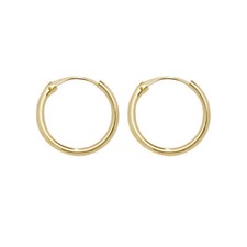 Yellow Gold Hinged Sleeper Earrings 13mm British Made 9 Carat Hoop Creole Hoops