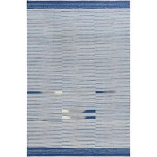 6'1"x9'1" Hand Woven Flat Weave Kilim Organic Nomadic Stripe Design Rug R60109