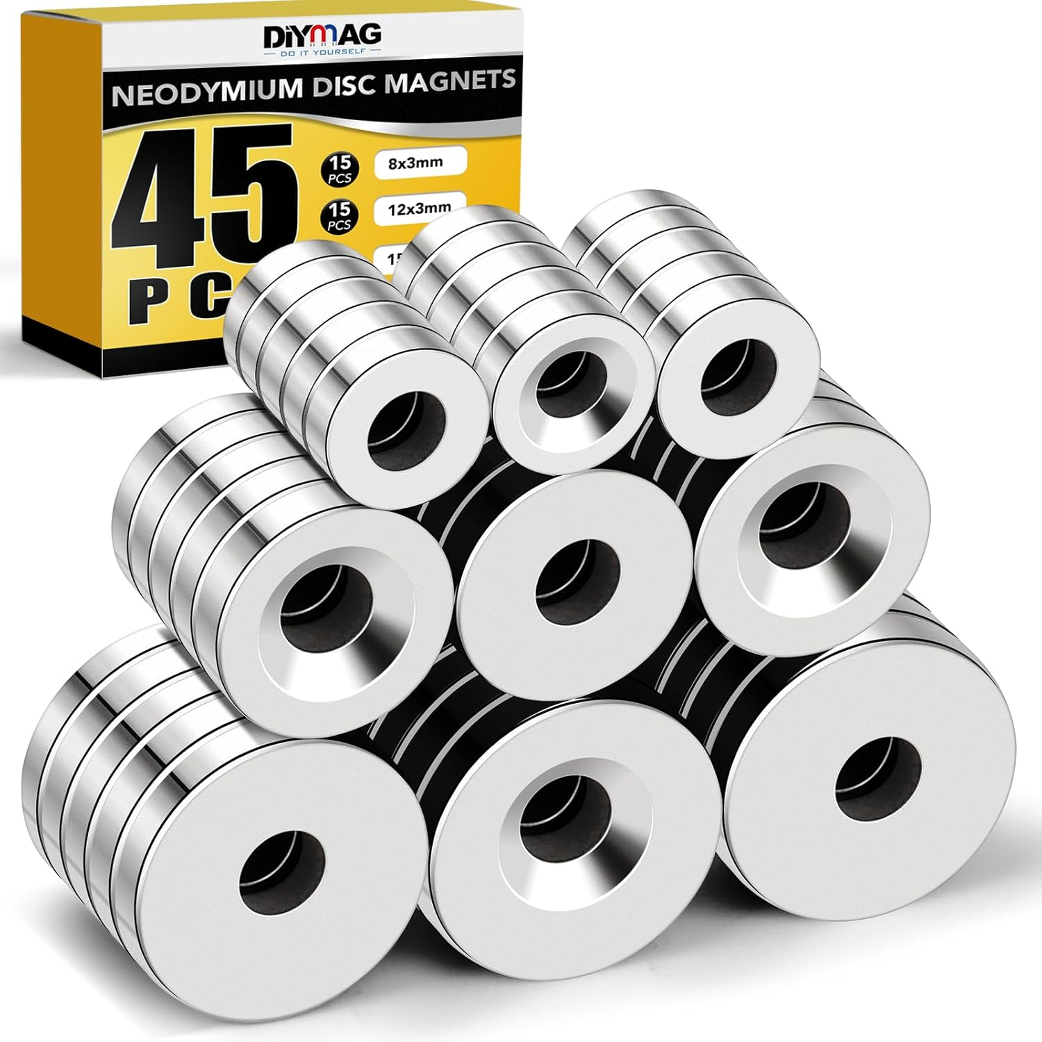 Strong Neodymium Disc Magnets, Rare Earth Magnets with Hole for Kitchen Cabinet,