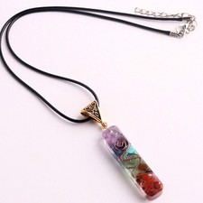 Natural Stone Orgonite Pendant 7 Chakra Healing Energy Reiki Orgone Necklace