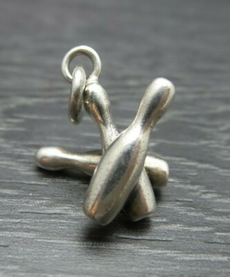 Vintage Sterling Silver Bowling 3 Pin 3D Unique Pendant Charm