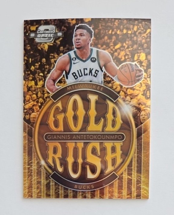 Giannis Antetokounmpo 2022-23 Panini Contenders Optic Gold Rush Prizm SSP #3