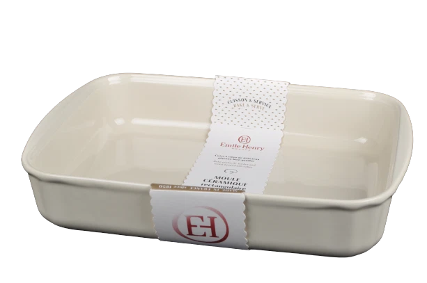 EMILE HENRY Roaster Lasagna Baking Dish Rectangular Tan 13" x 9" New
