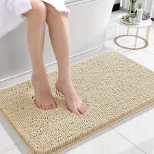 OLANLY Bathroom Rugs 24x16, Extra Soft Absorbent Chenille Bath Rugs, Rubber Back