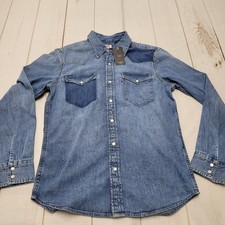 Levis Classic Standard fit Western shirt denim pearl snap button down shadow