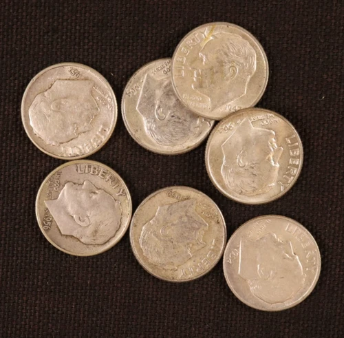Lot of 7-Silver Roosevelt Dimes (1947-1964) - Fine-AU - Nice Appearances-Lot #5