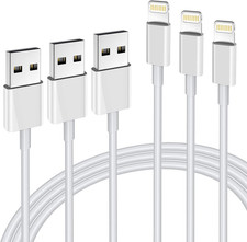 iPhone Charger Cable USB A to Lightning, 3-Pack 6ft, Apple MFi Certified