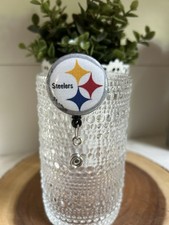 Pittsburgh Steelers Retractable ID Name Badge Holder Reel alligator clip fabric