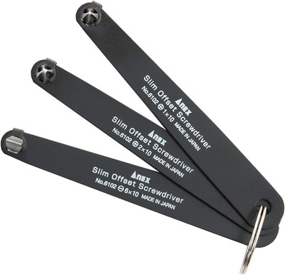 ANEX Ultra Low Profile Offset Screwdriver Set 3 3本組(+/-), Black 