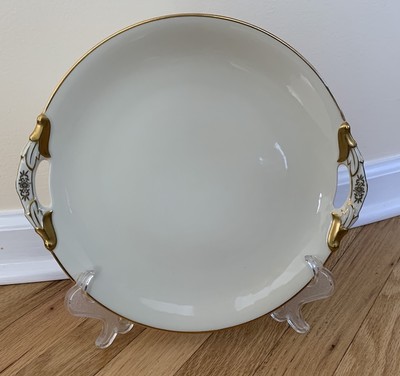 Eschenbach Bavaria Elfenbein Porzellan Ivory Gold Two Handled Cake Plate 11 