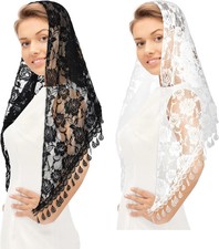 2 Pcs Lace Veil Mass Veil Triangle Mantilla Veil Catholic Veils for Women Mass C