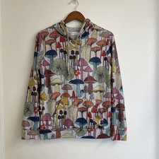 LA Soul Hoodie Womens Size Medium All Over Graphic Mushroom Print drawstring