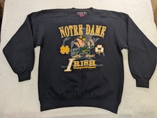 Vintage 90s Galt Sand Notre Dame Fighting Irish Sweatshirt Navy Blue Size Large