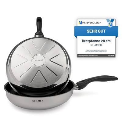 KLAMER Bratpfanne 28cm, antihaftbeschichtete Induktions-Pfanne, Premium Besch 