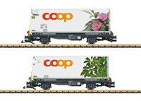 Lgb 45885, 2Tlg. Set Containerwagen Coop, Rhb, Neu & Ovp, G