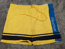 Nautica Swim Trunks Mens XL Yellow Blue Colorblock Logo Board Shorts Nylon