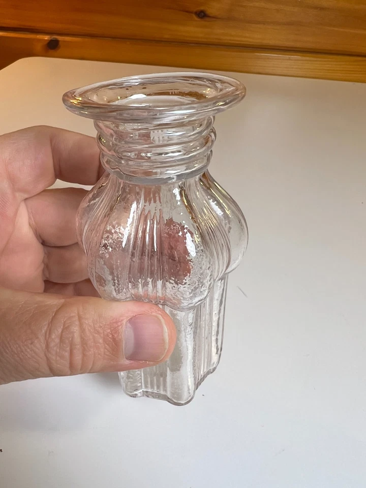 Antiguo tarro de mostaza de vidrio de sílex con tapa c.1850 cortina abierta Pontil vidrio sándwich Foto 4 de 4