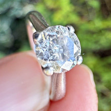 Platinum 950 0.66ct Round Brilliant Diamond Solitaire Engagement Ring Size H