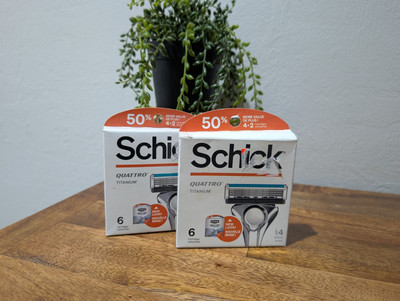 (2) Schick Quattro Titanium Men's Razor 4 Blade Refills 6x2=12 Total Cartridges