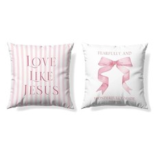 Coquette Pink Bow Christian Throw Pillow Covers 18x18 Set of Christian 13