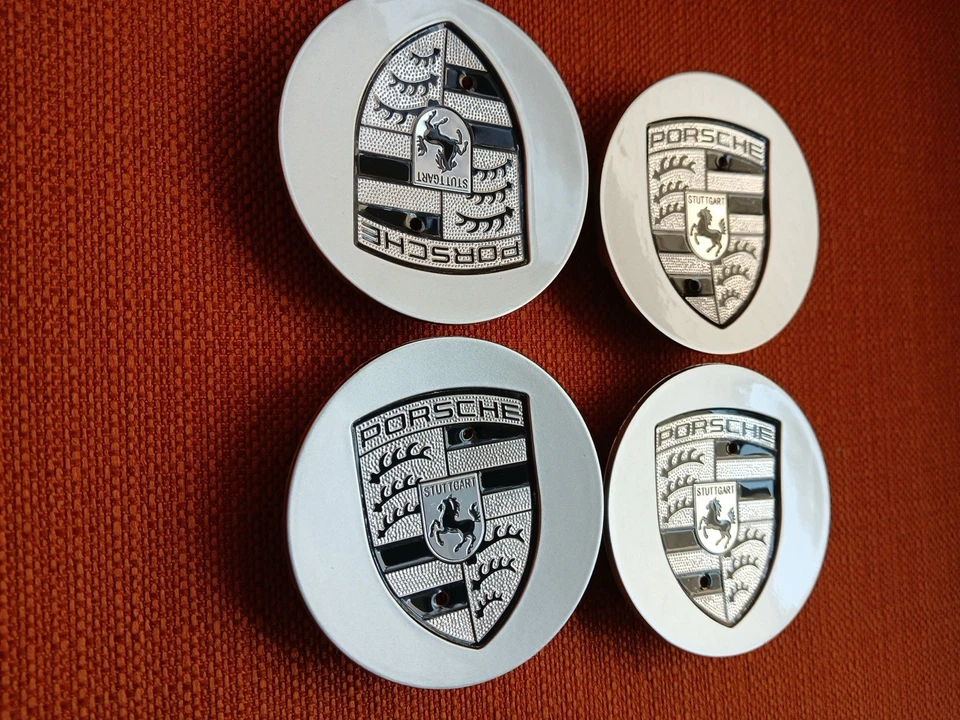 OEM Porsche Silver & Black Fits Most Wheel Center Caps Set 76mm 4PCS  7L5601149 - Image 4 of 4