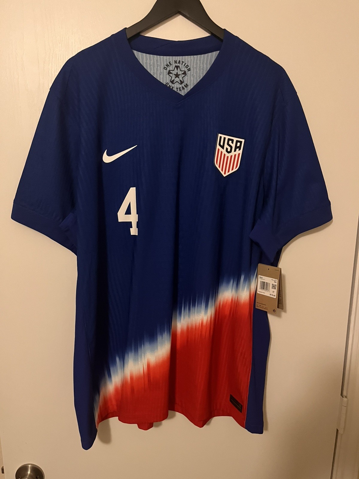 USA USMNT Nike Authentic 2024 Away Jersey Tyler Adams #4 Men’s Sz. XXL (2XL)