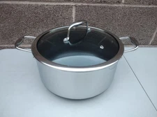 HEXCLAD Non-Stick 8 QUART STOCK POT Pan w/ Glass Lid Cookware 10”