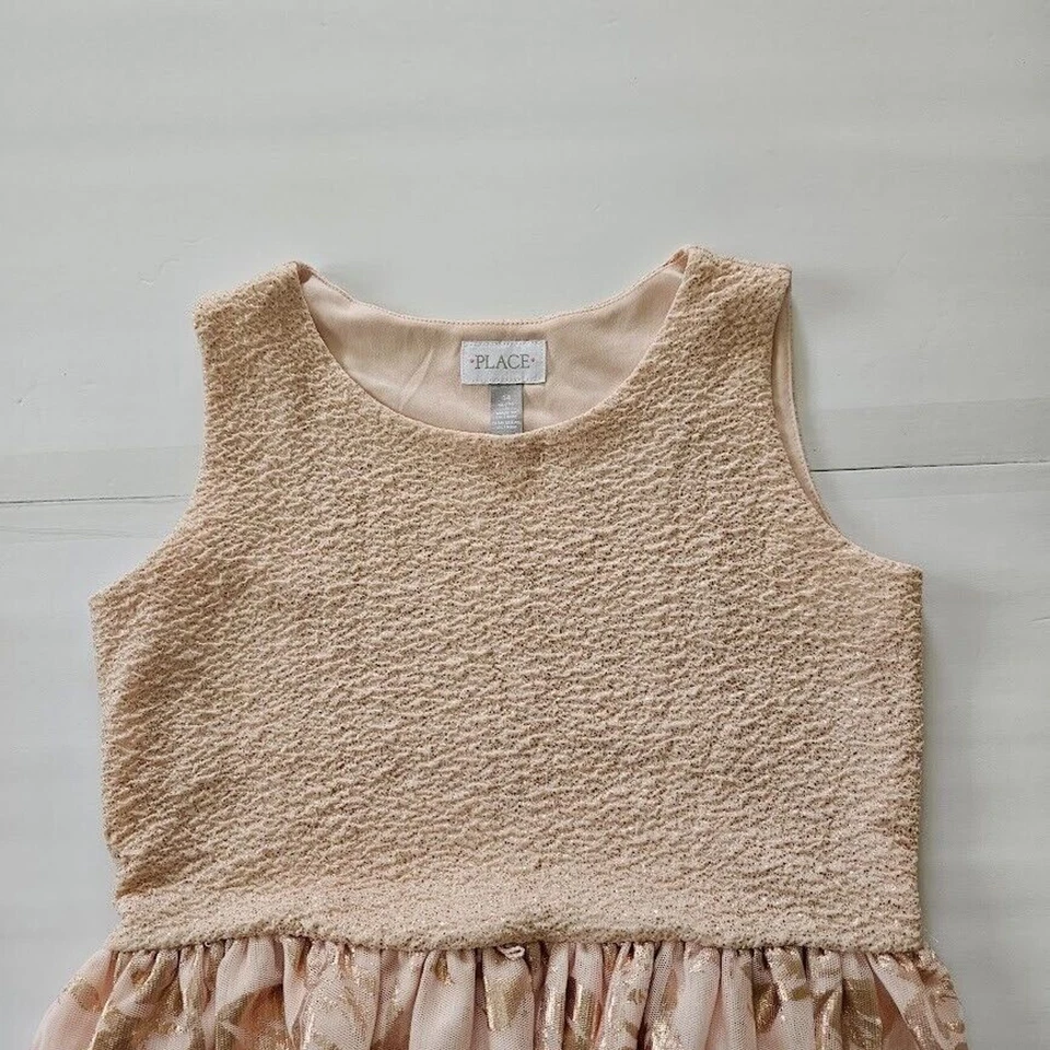 Платье для девочек Place без рукавов жаккардовое подходящее с металлической розовой подкладкой размер 14 - Изображение 3 из 4