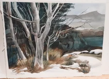 RUTH G RICHARDSON "WAITING FOR SPRING" ORIGINAL WATERCOLOR LANDSCAPE PAINTING