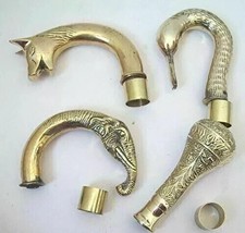 4 Pcs Style Brass Designer Knob Head Handle Cane Walking Stick
