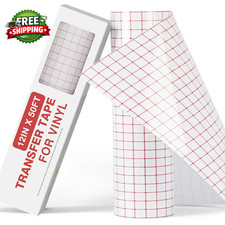 Clear Vinyl Transfer Paper Tape Roll 12 50 FT W Alignment Grid Application