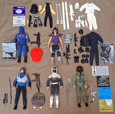 GI Joe Cobra ARAH 1980-90s Hasbro 12'' Action Figures - Lot of 5 + Accessories