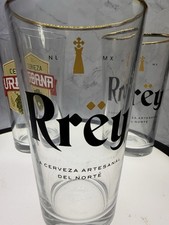 Nice New Cerveza Rrëy gold-rimmed pint glass designed for serving Artesanal beer