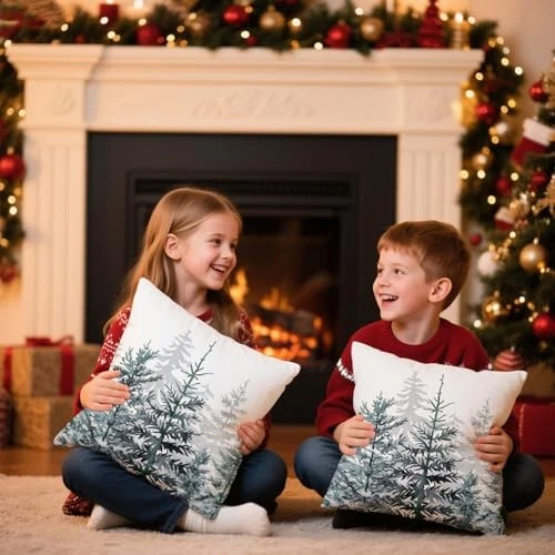  Capas de travesseiro para árvore de Natal 20x20 polegadas conjunto de 2 20 x 20 (pacote com 2) azul - Imagem 4 de 4