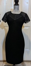 Calvin Klein Women's Black Pin Tuck w/ Illusion Tiered Stretchy BodyconSize 6