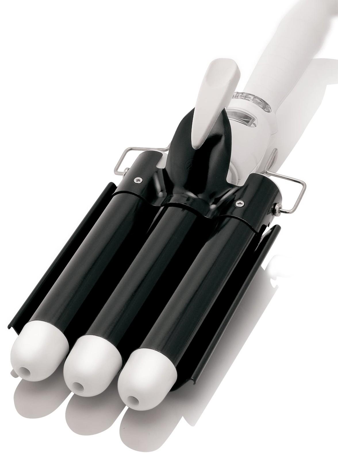 Alure Three Barrel Curling Iron Wand with LCD 1 inch, Zblack/White