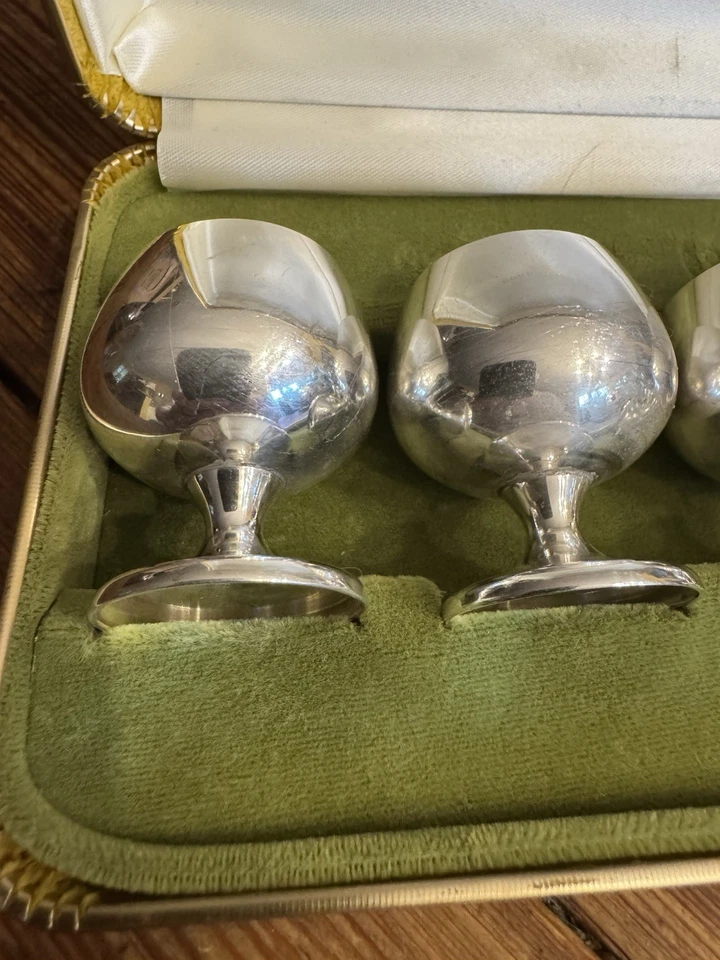 Mini cáliz cordial vintage Gorham 955 de plata esterlina tazas de chupito y caja Foto 2 de 4
