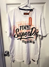 Men’s Superdry Surf Co Tokyo Oversized Fit T-Shirt M10995NT Optic White Size L