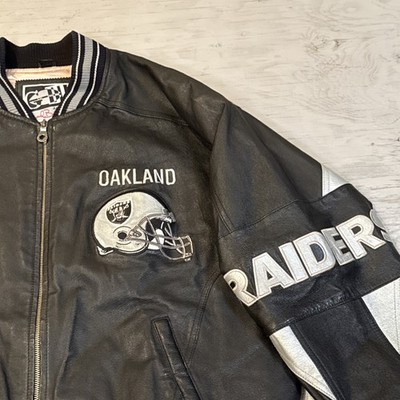 90s Carl Banks NFL レザースタジャン 黒 2XL 5064 Vintage 90's Oakland Raiders NFL G-III Carl Banks FullZip