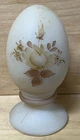 Fenton Glass Satin Custard Hand-Painted Artist (V Fielder) Signed Egg VTG