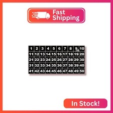 iSYFIX Black Consecutive Number Stickers, 1 to 50, 1 Inch, Square, 1 Set
