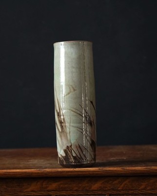 Studiokeramik Vase 26 cm signiert handgeworfen Landschaftsdesign