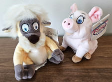 Lot of 2 - Disney The Black Cauldron Bean Bag Plush - Hen Wen, Gurgi - NWT