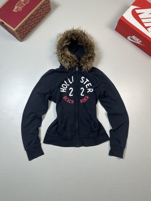 Vintage Hollister Hype Faux Fur Fuzzy Zip Up Hoodie Hype Y2K Japan Style Opium