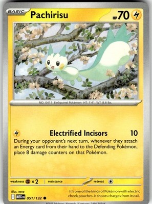 Pachirisu Regular 051/132 MEG ME01: Mega Evolution Pokemon Card NM