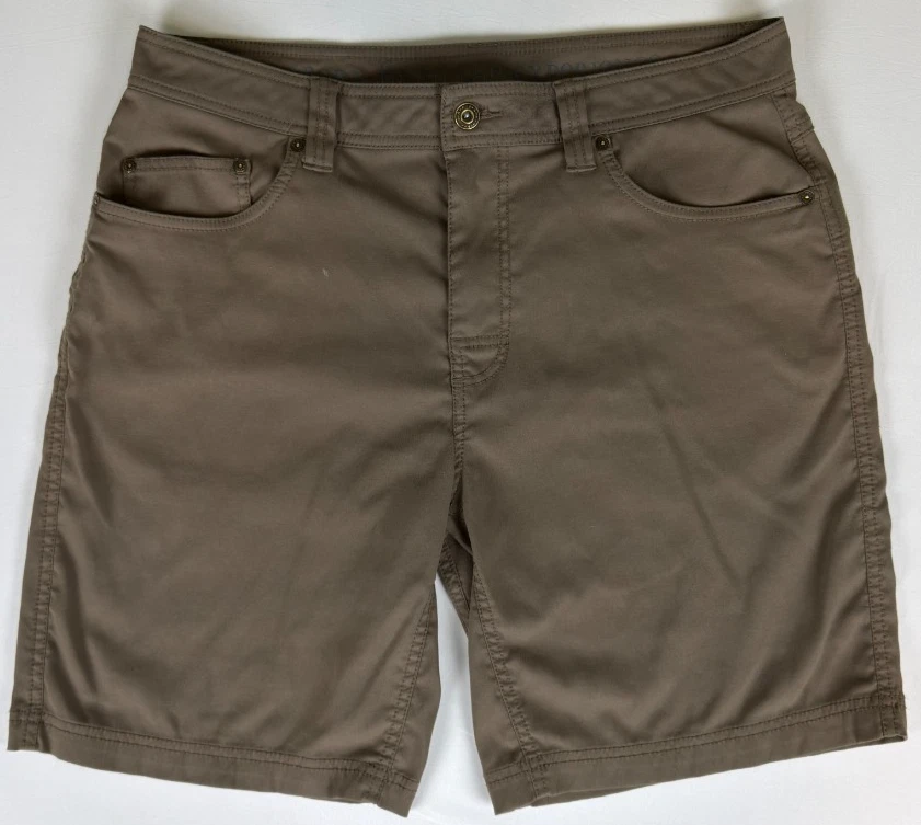 PrAna Brion Shorts Mens 34X 10 Brown Outdoor Hiking Standard Fit