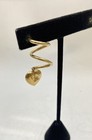 14K Yellow Gold Single Earring Spiral Corkscrew Hoop Heart Dangle 1.2g — photo 1