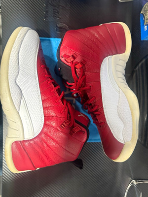 Jordan Air Jordan 12 Red/White Leather High Top Lace-Up Basketball Sneaker