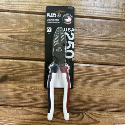 Klein Tools 250 Lineman's Pliers 9 in Made in USA Red White Blue Handles