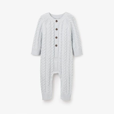 Elegant Baby - Pale Blue Horseshoe Cable Knit Jumpsuit, fits 6-9 Months - 96401